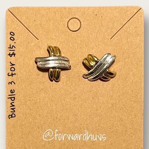 Bundle 3 for $15 Silver and Gold X Earrings